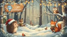 kerstkaart  wilde dieren